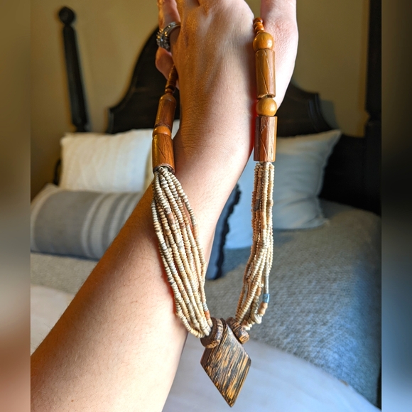 Bohemian vintage wooden necklace